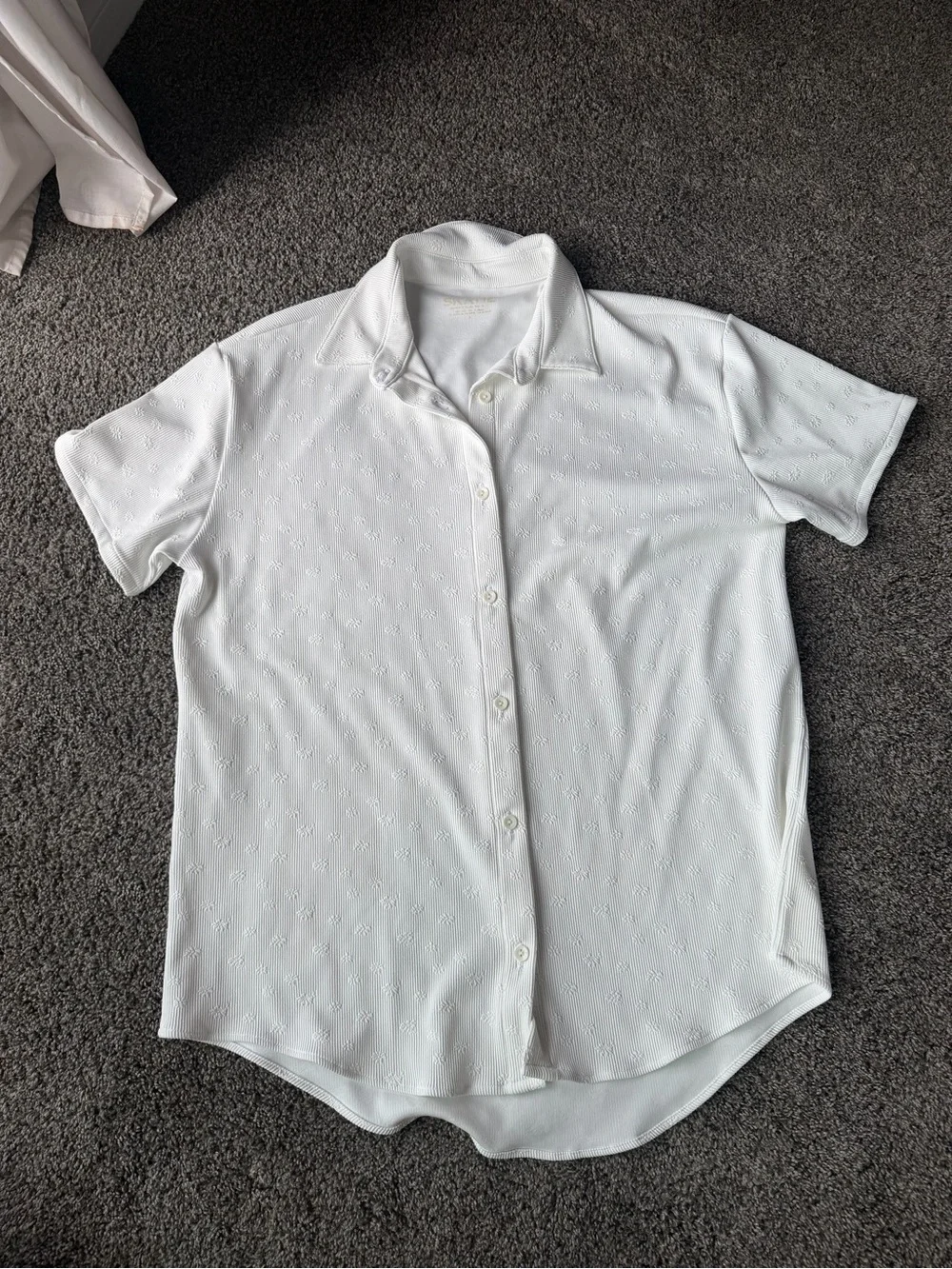 Skatie White Short-Sleeve Button Front Swim Coverup